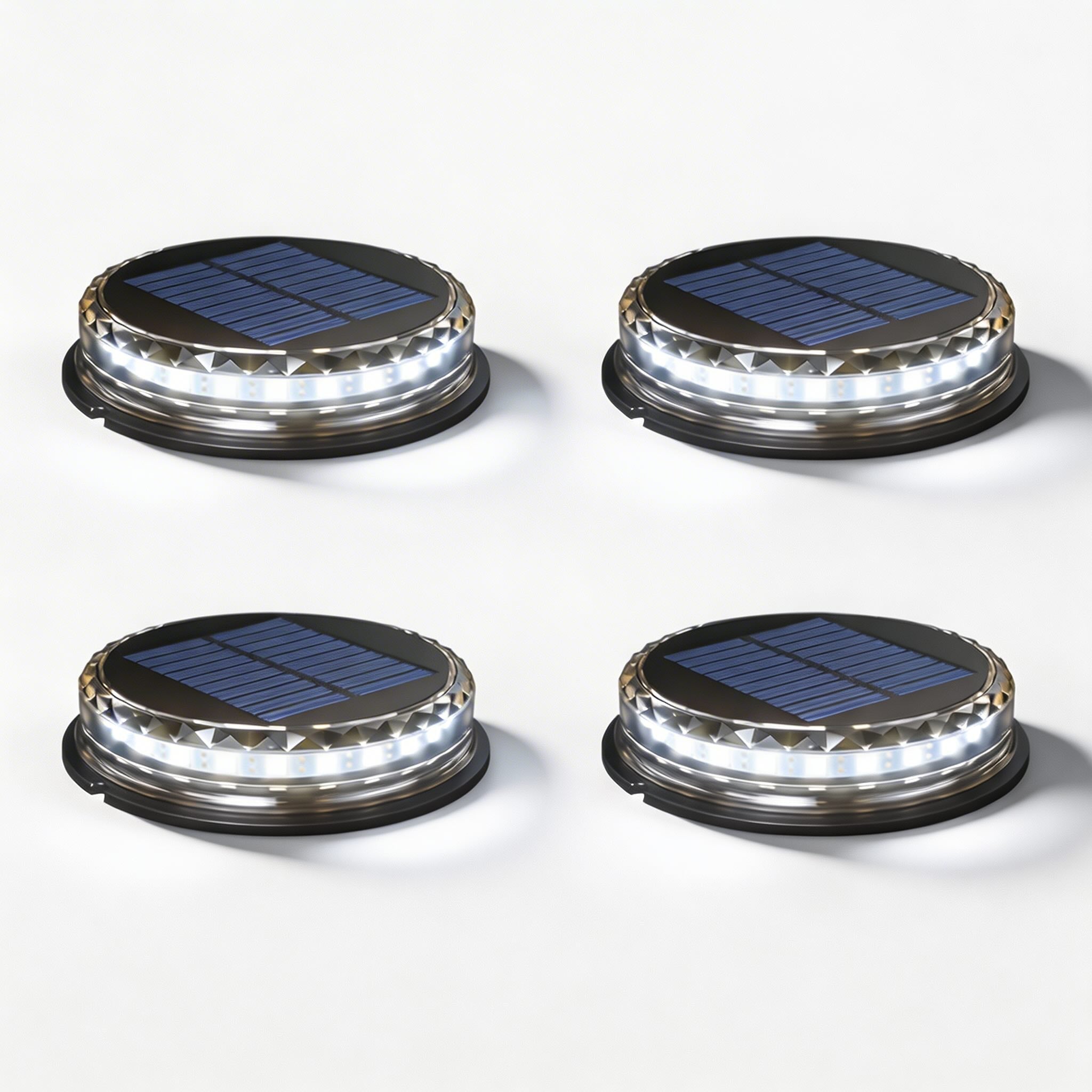 Luces solares de jardín para exterior, paquete de 4, iluminación LED de disco impermeable para caminos | ribuella