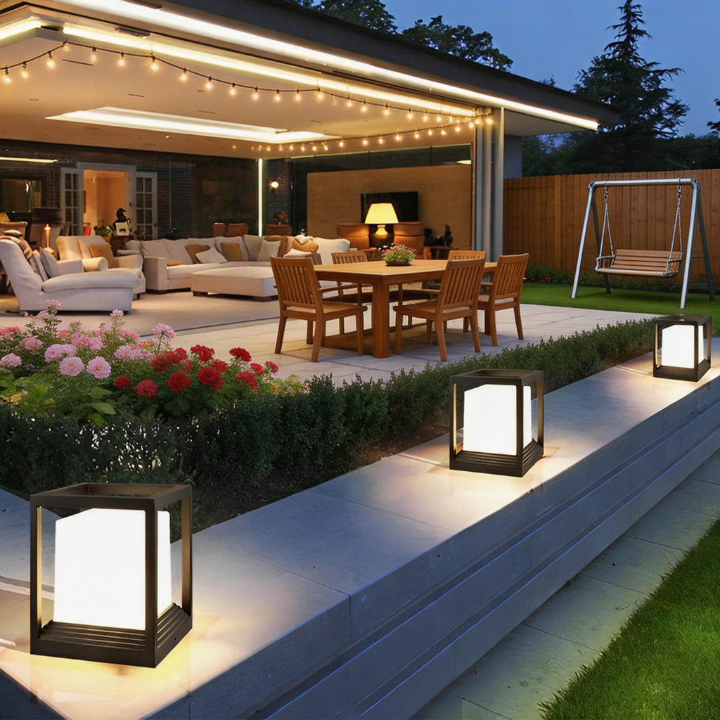 مصباح حدائق شمسي خارجي مقاوم للماء بإضاءة LED، مصباح قاعدة بتصميم عصري | ribuella