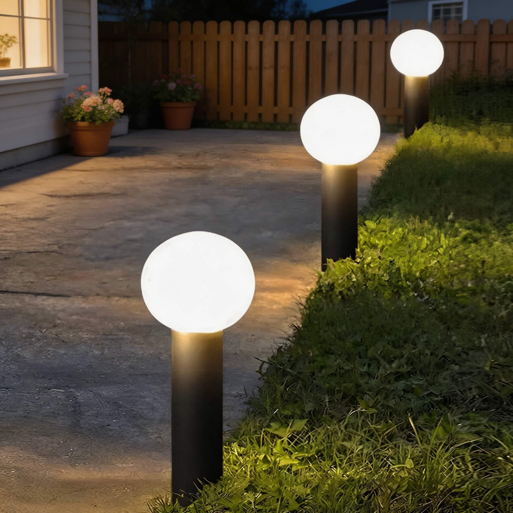 Bollard Lights Outdoor Waterproof Black Metal LED 3000K Spherical Design | ribuella