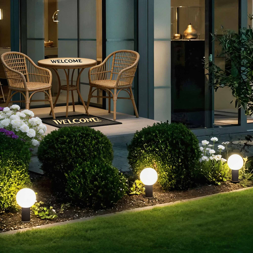 Bollard Lights Outdoor Waterproof Black Metal LED 3000K Spherical Design | ribuella