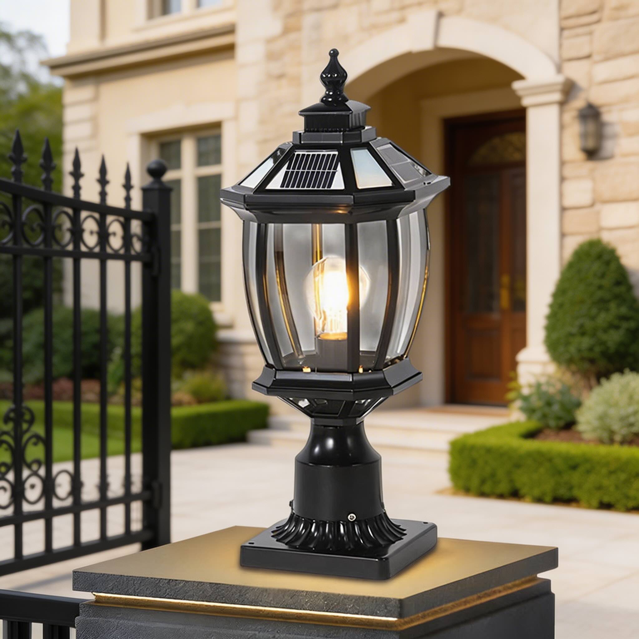 Outdoor Pillar Lights Solar Column Waterproof LED for Garden Courtyard | ribuella
