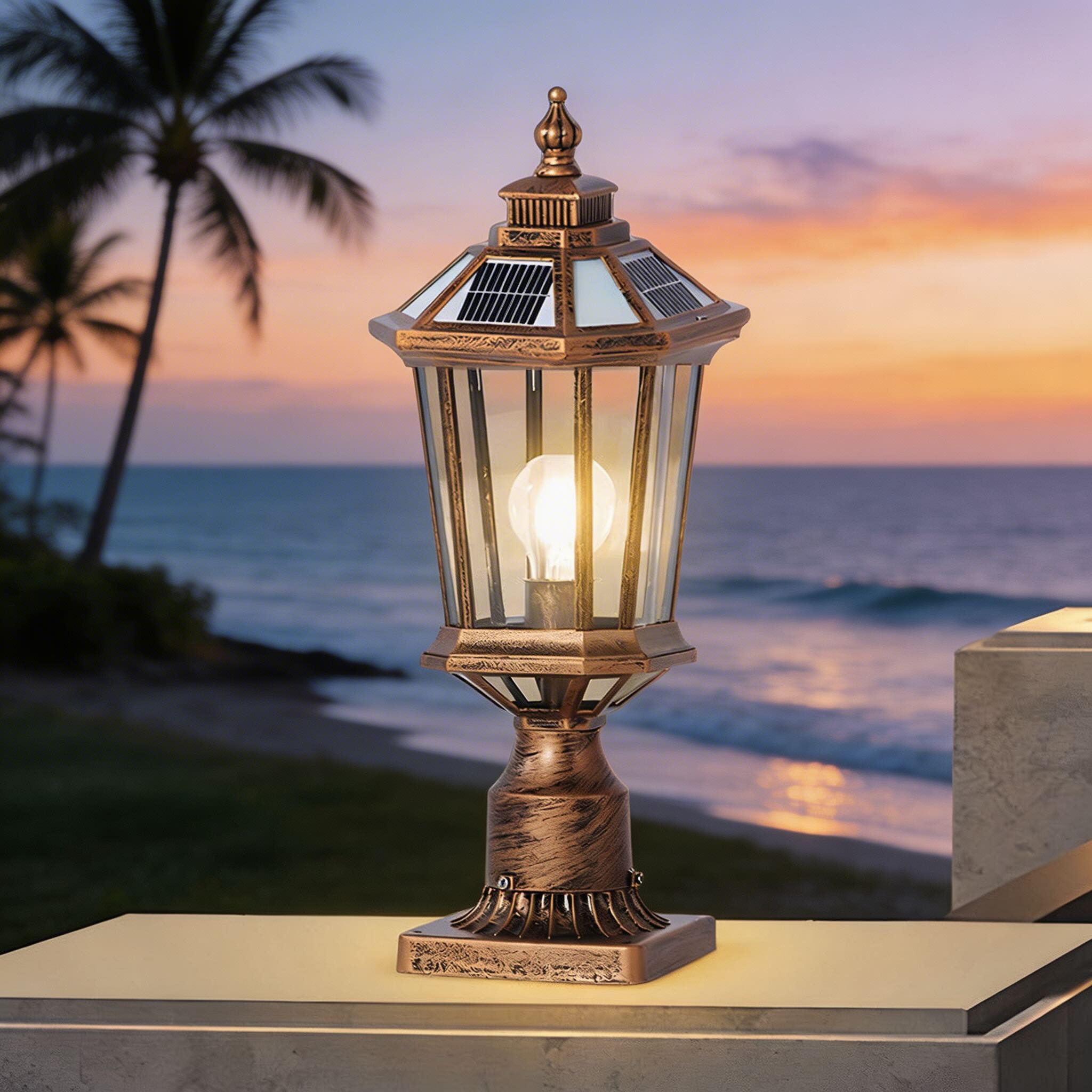 Outdoor Pillar Lights Solar Column Waterproof LED for Garden Courtyard | ribuella