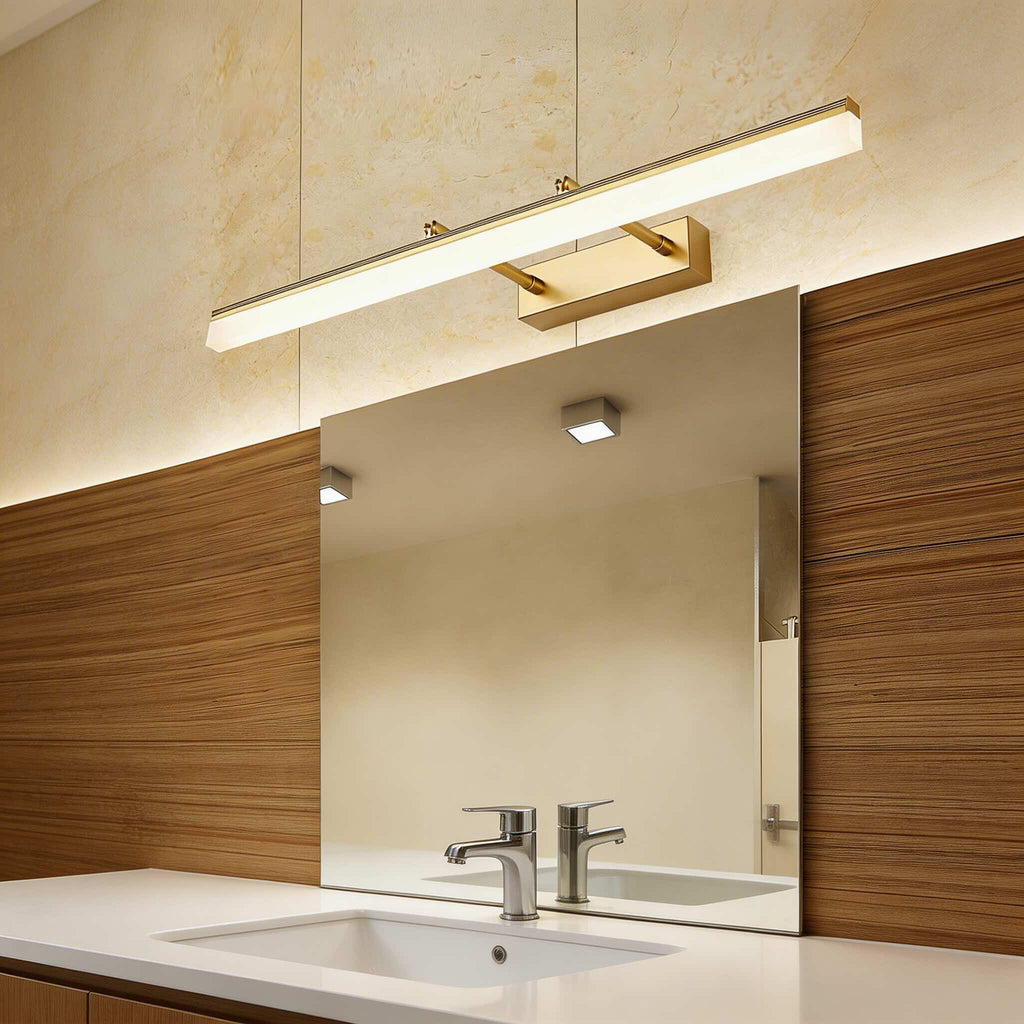 Gold Bathroom Vanity Light Bar Adjustable Stainless Steel 3-Colour Acrylic | ribuella