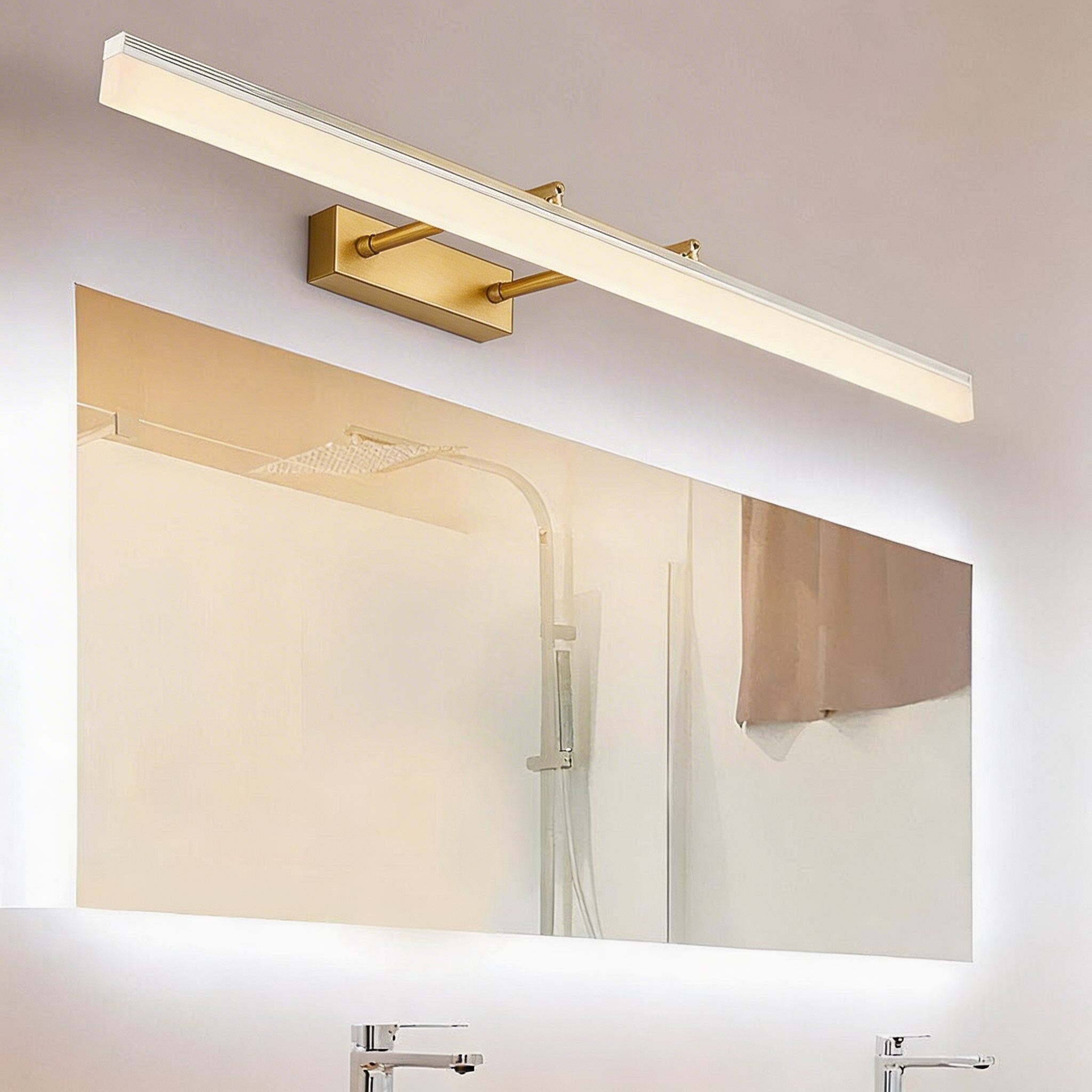 Gold Bathroom Vanity Light Bar Adjustable Stainless Steel 3-Colour Acrylic | ribuella