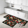 Boho Floral Anti-Fatigue Kitchen Mats Set, Durable Cotton & Polyester, 2 Rectangular Rugs | ribuella