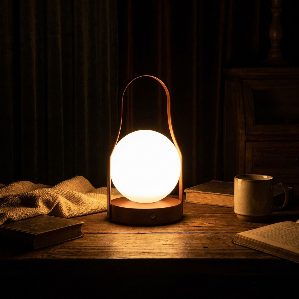 Modern bärbar bordslampa med sladdlös akrylskärm, justerbar färgtemperatur och USB-uppladdning | ribuella