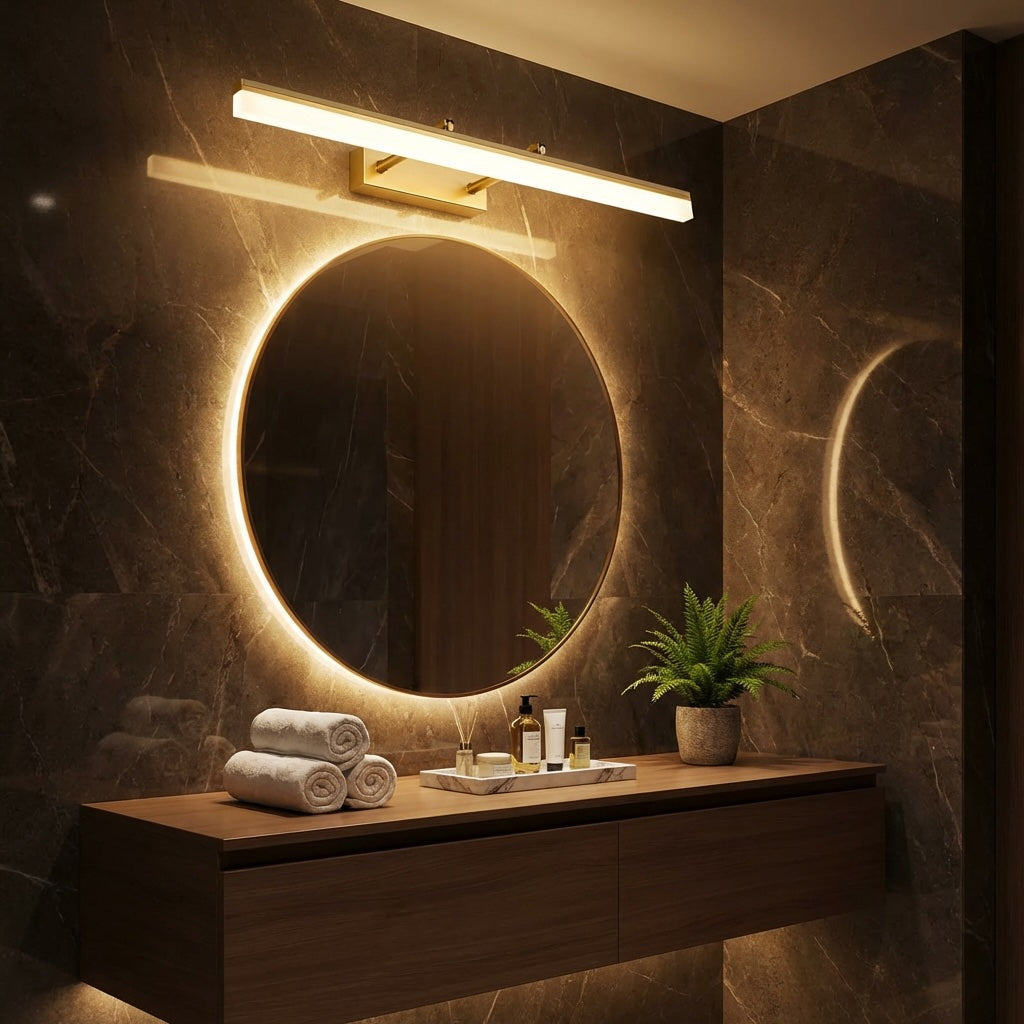 Gold Bathroom Vanity Light Bar Adjustable Stainless Steel 3-Colour Acrylic | ribuella