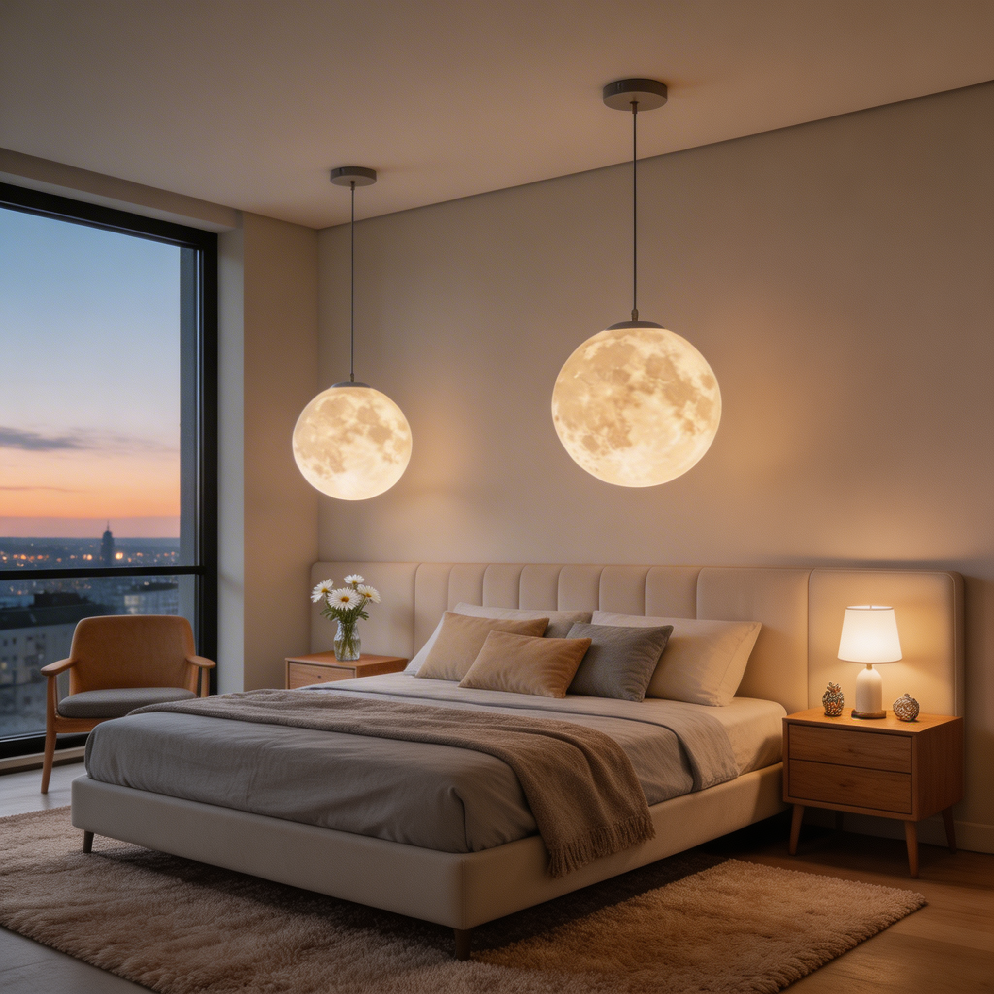Modern Moon Globe Adjustable Hanging Pendant Light | ribuella
