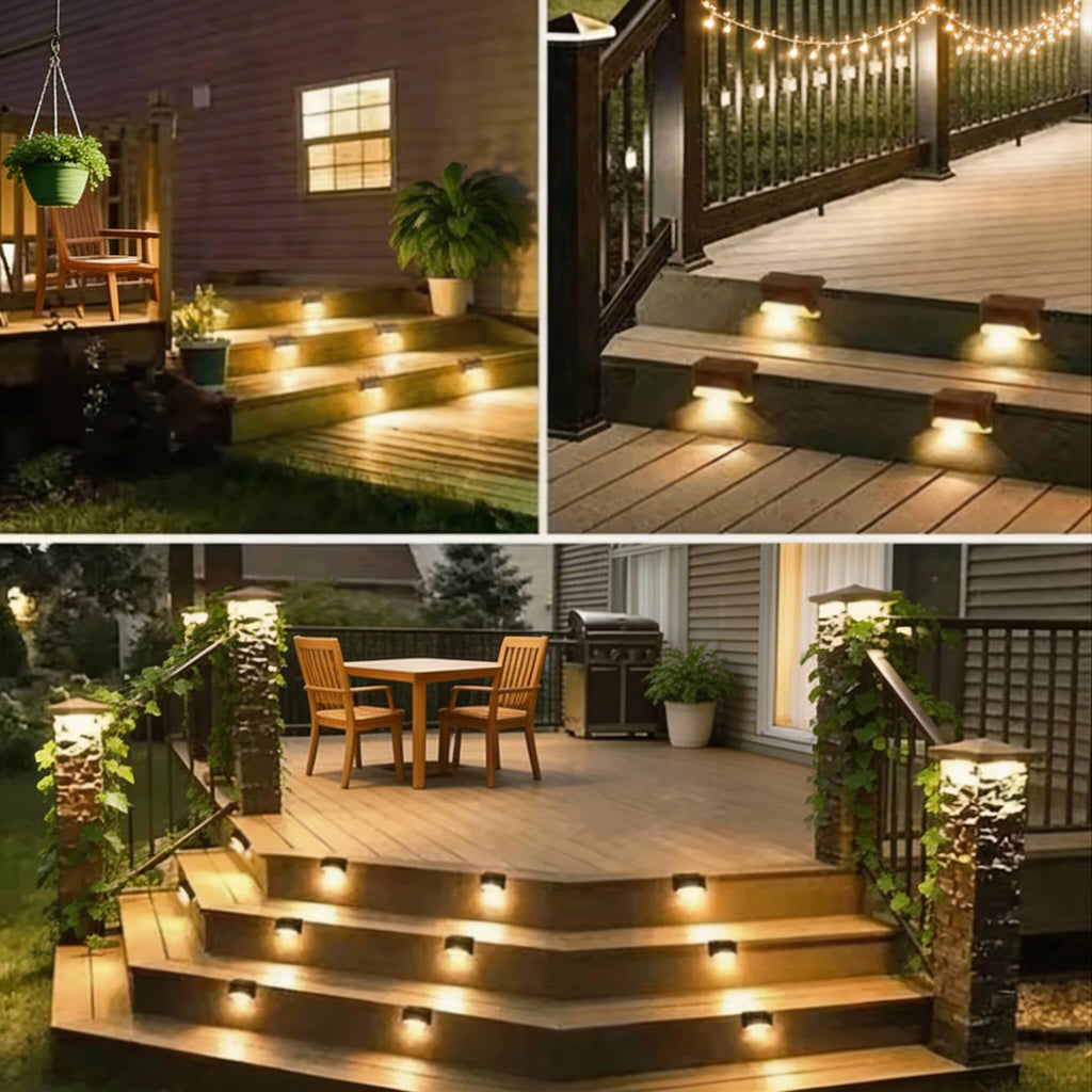 Solare Gartenleuchte für den Außenbereich, wasserdichte Stufenleuchte aus Kunststoff im linearen Design, warmweiße LED | ribuella