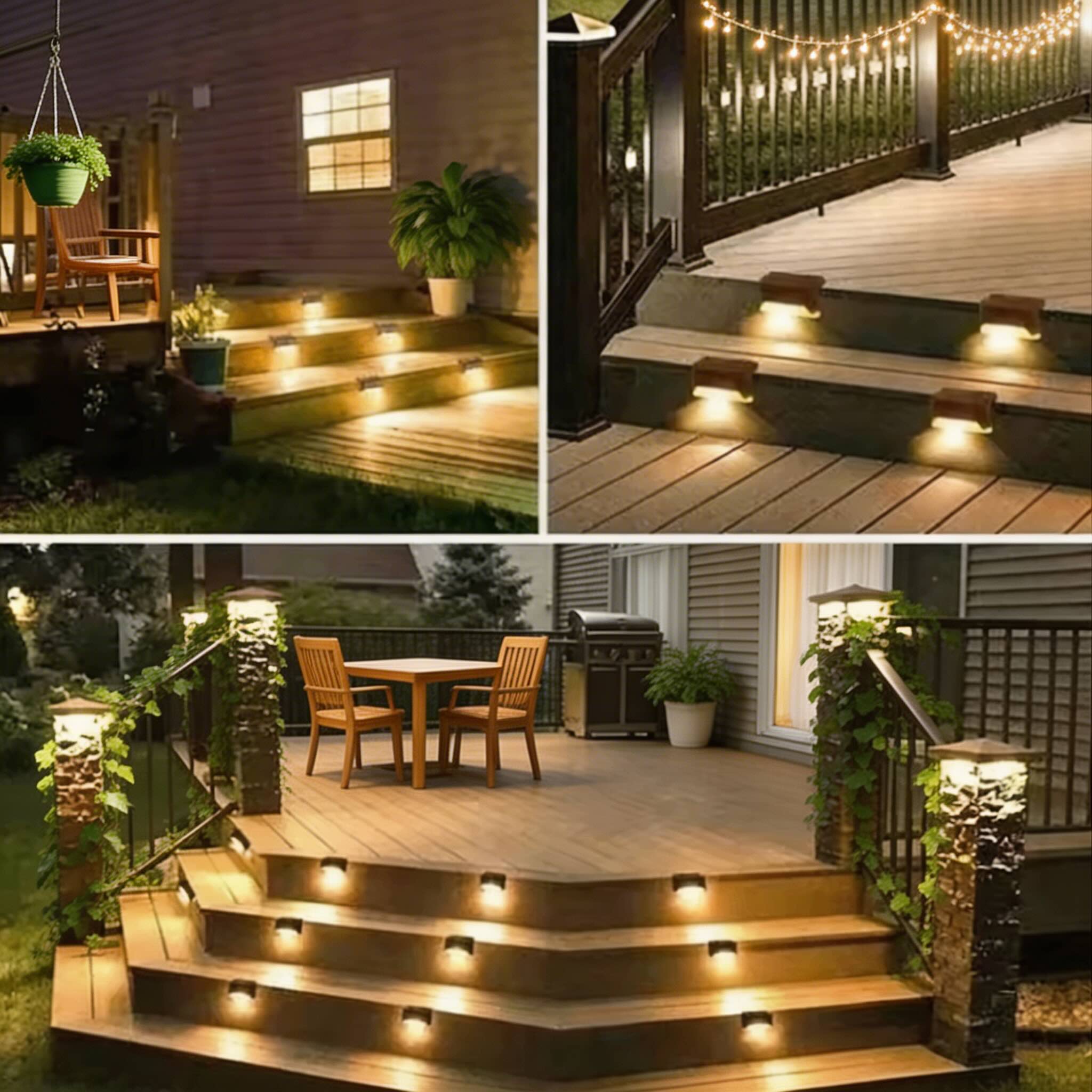 Solare Gartenleuchte für den Außenbereich, wasserdichte Stufenleuchte aus Kunststoff im linearen Design, warmweiße LED | ribuella