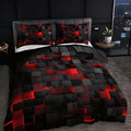 Modern Neon 3D Grid Print Quilt Cover Set 3pcs Soft Microfiber Cotton Blend Durable Design | ribuella