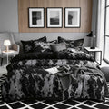 Modern Black Marble Quilt Cover Set Microfiber Duvet Covers with Two Pillowcases | ribuella