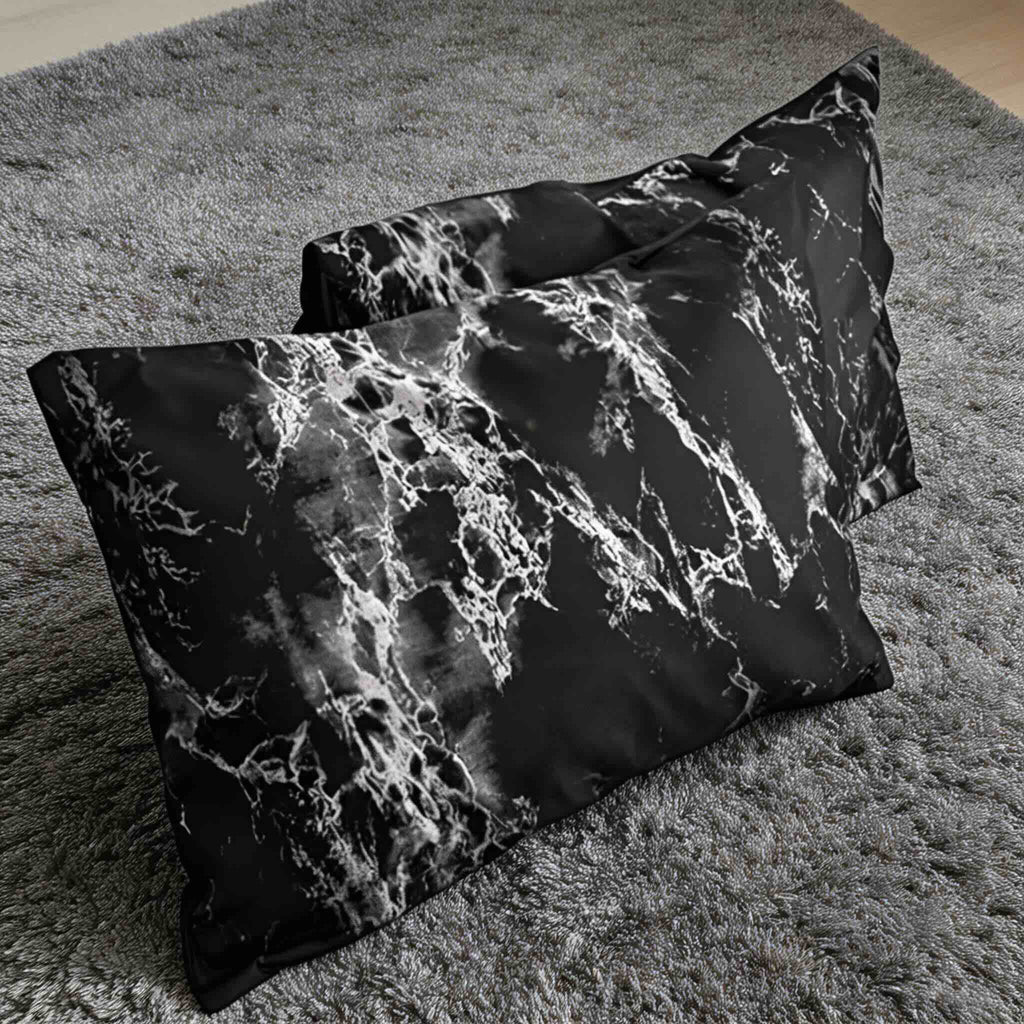 Modern Black Marble Quilt Cover Set Microfiber Duvet Covers with Two Pillowcases | ribuella