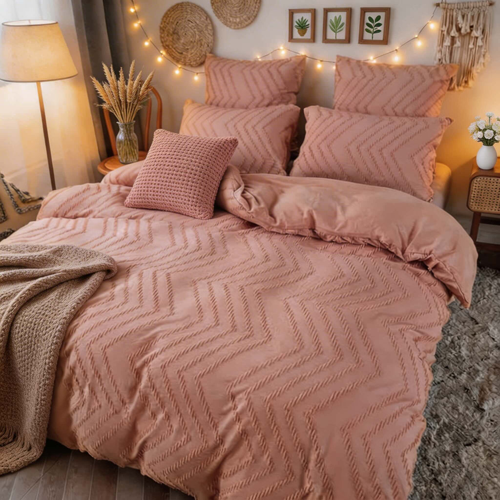 Modern Chevron Quilt Cover Set 3pcs Microfiber Soft Breathable Fabric Machine Washable | ribuella