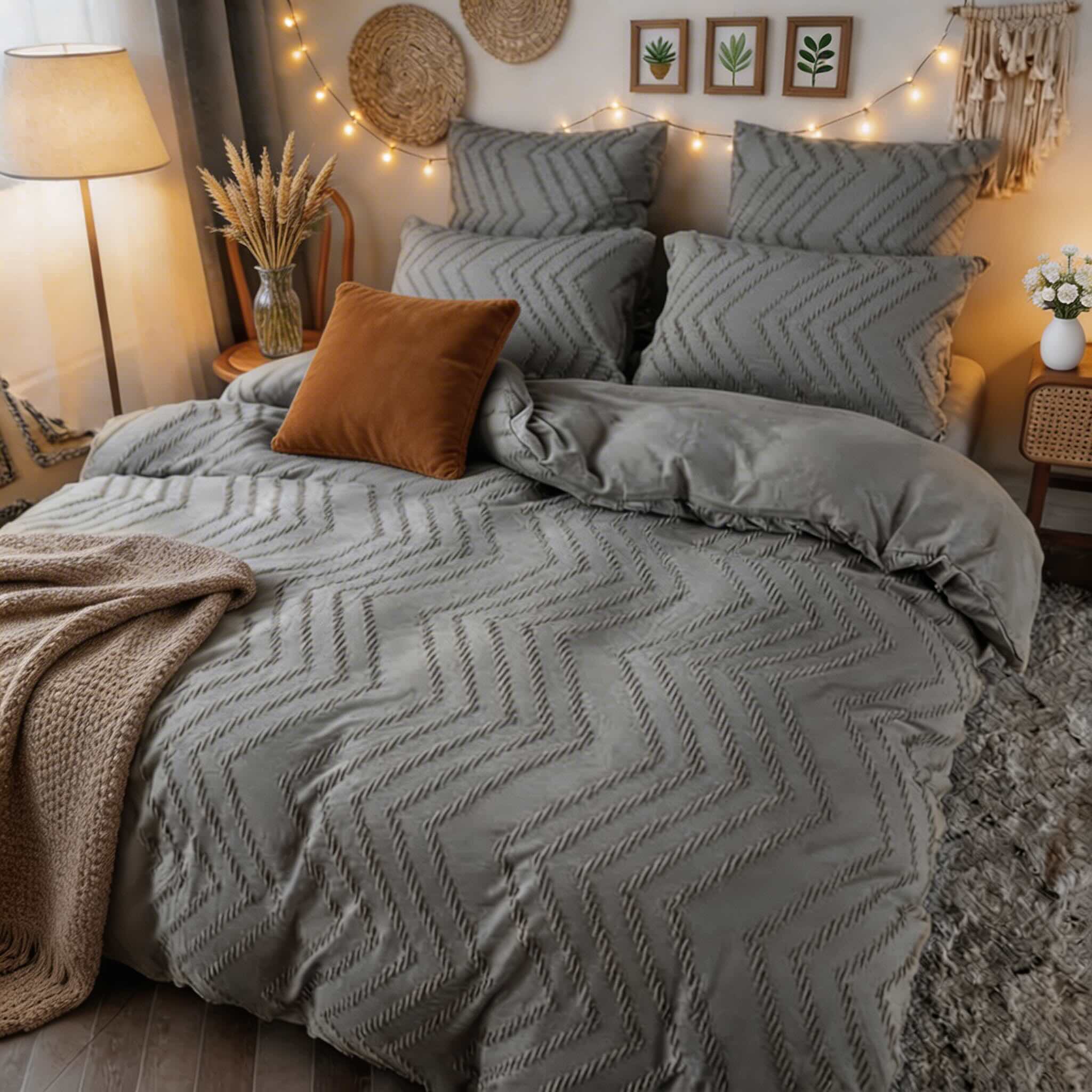 Modern Chevron Quilt Cover Set 3pcs Microfiber Soft Breathable Fabric Machine Washable | ribuella