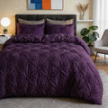 Modern Pinch Pleat Quilt Cover Set Microfiber Blend Soft Breathable Wrinkle Resistant | ribuella