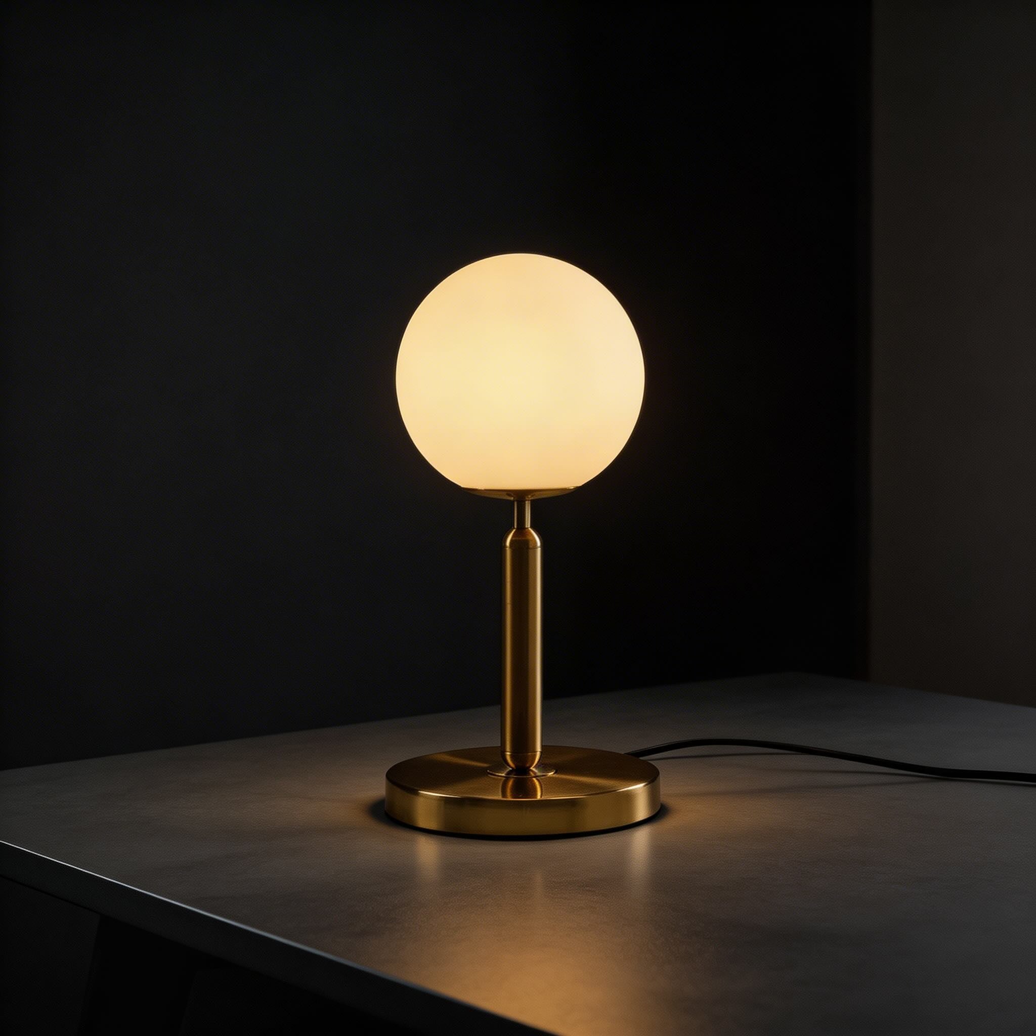 Lampe de table moderne au design de boule en verre, LED, ampoule E27 incluse, réglable, pour chambre et bureau | ribuella