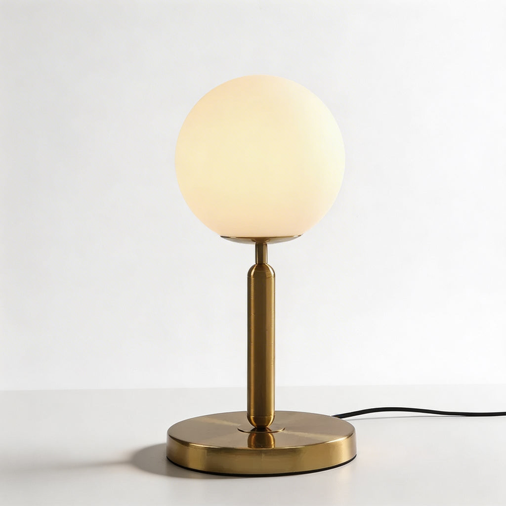 Lampe de table moderne au design de boule en verre, LED, ampoule E27 incluse, réglable, pour chambre et bureau | ribuella