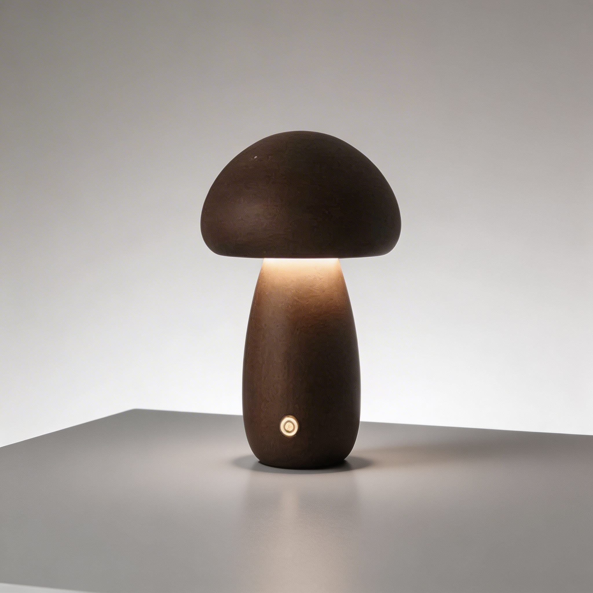 Modern Mushroom Table Lamp Battery Operated Touch Activated Wooden Nightstand Lamp Adjustable Brightness | ribuella