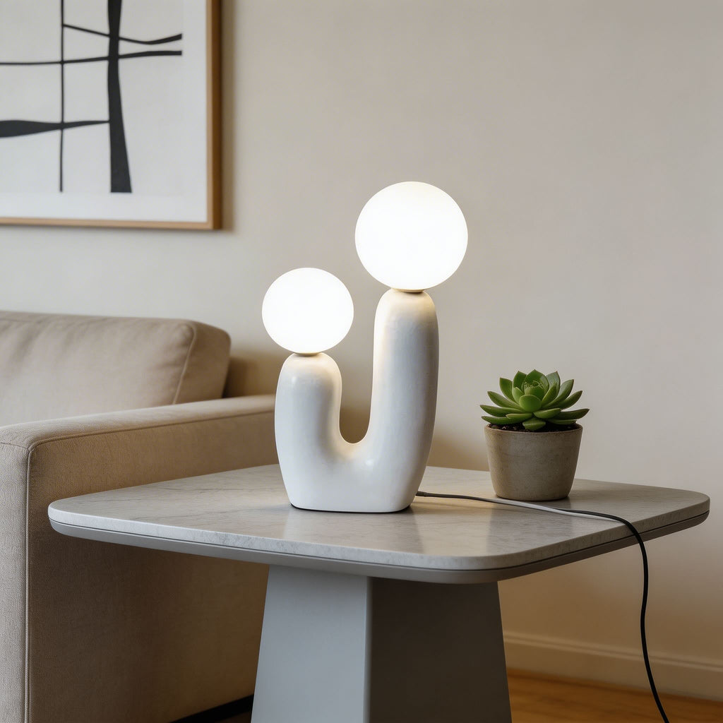 Modern Nordic Table Lamp Glass Shade Resin Base Adjustable G9 LED Bulb 90V-260V | ribuella