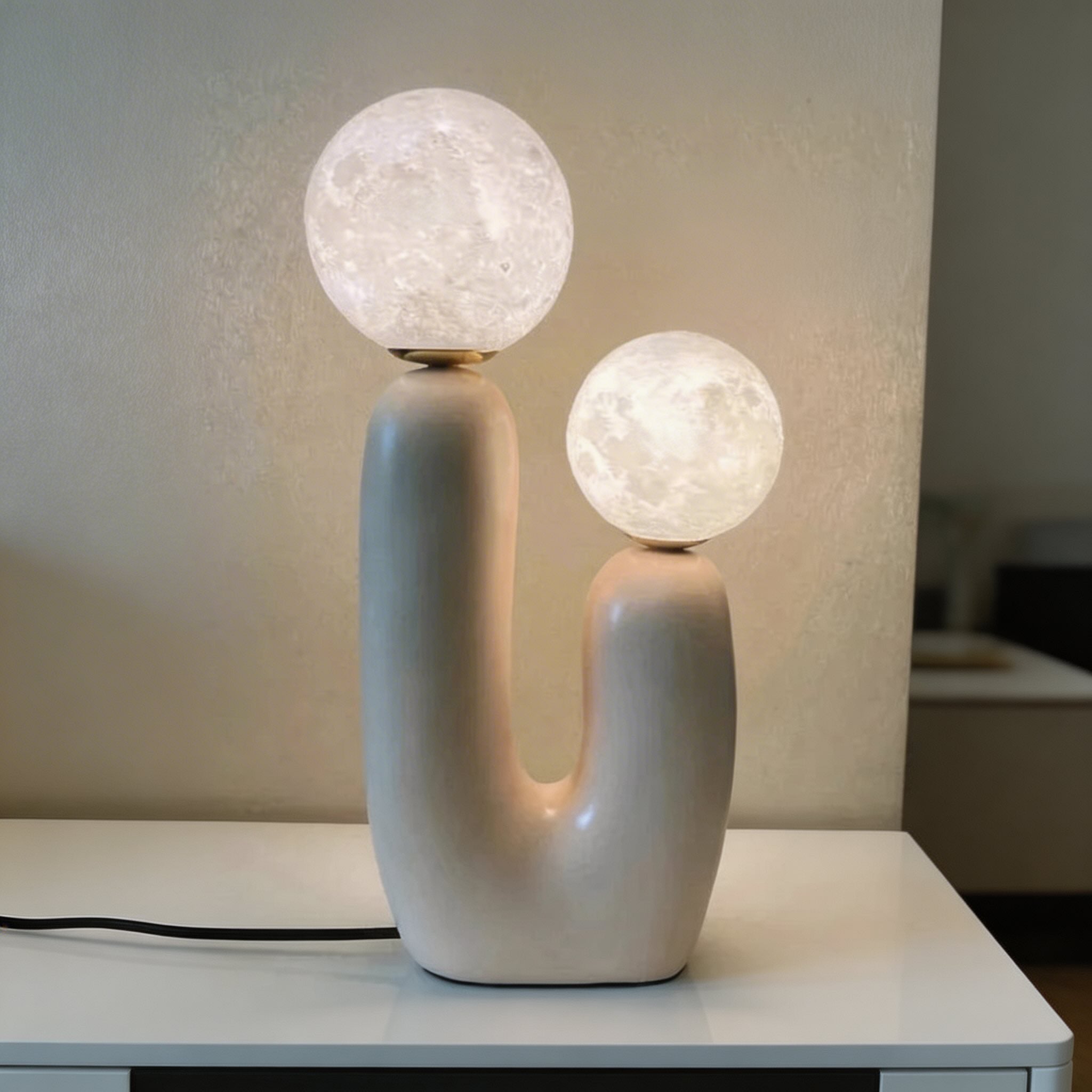 Modern Nordic Table Lamp Glass Shade Resin Base Adjustable G9 LED Bulb 90V-260V | ribuella