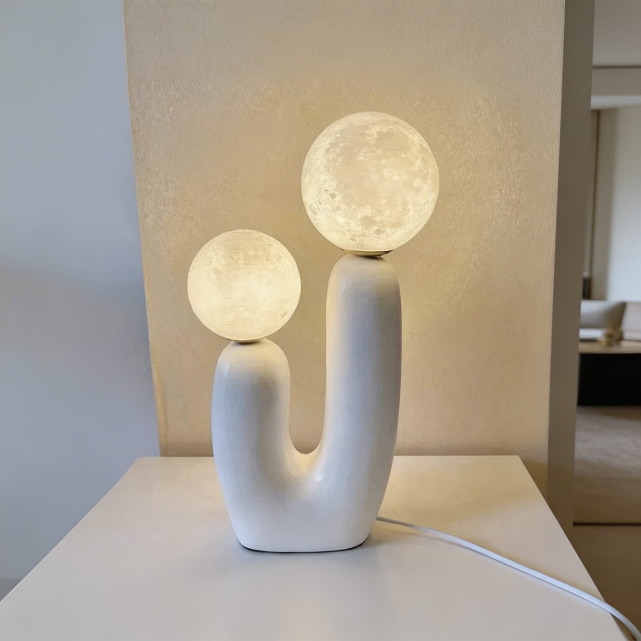 Modern Nordic Table Lamp Glass Shade Resin Base Adjustable G9 LED Bulb 90V-260V | ribuella
