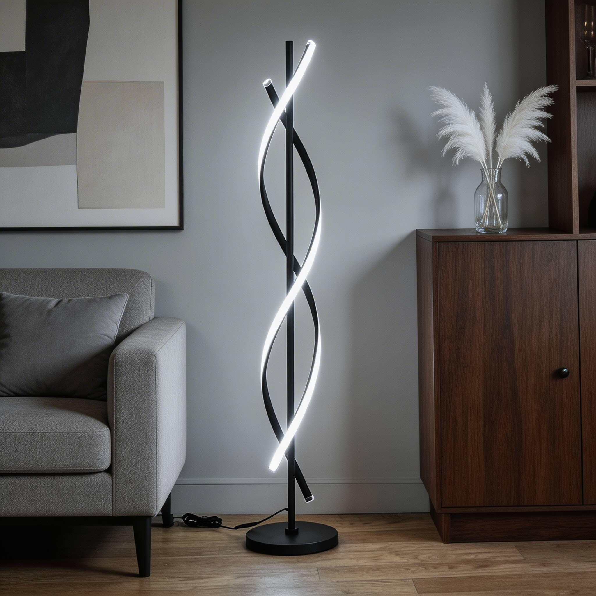 Moderní stojací lampa s nastavitelným hliníkovým LED světlem a 360° osvětlením do obývacího pokoje | ribuella