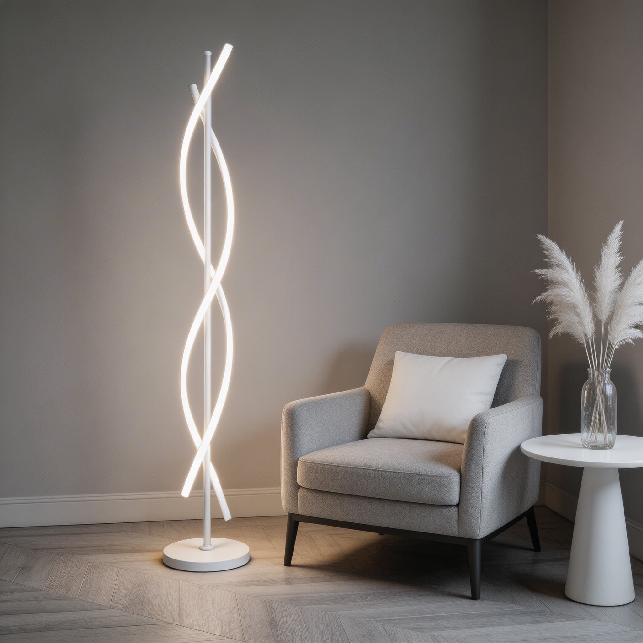 Moderní stojací lampa s nastavitelným hliníkovým LED světlem a 360° osvětlením do obývacího pokoje | ribuella