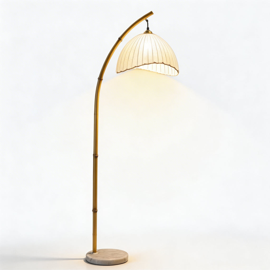 Modern Floor Lamp with Adjustable LED Lighting and Imitation Bamboo Shade for Versatile Ambiance | ribuella