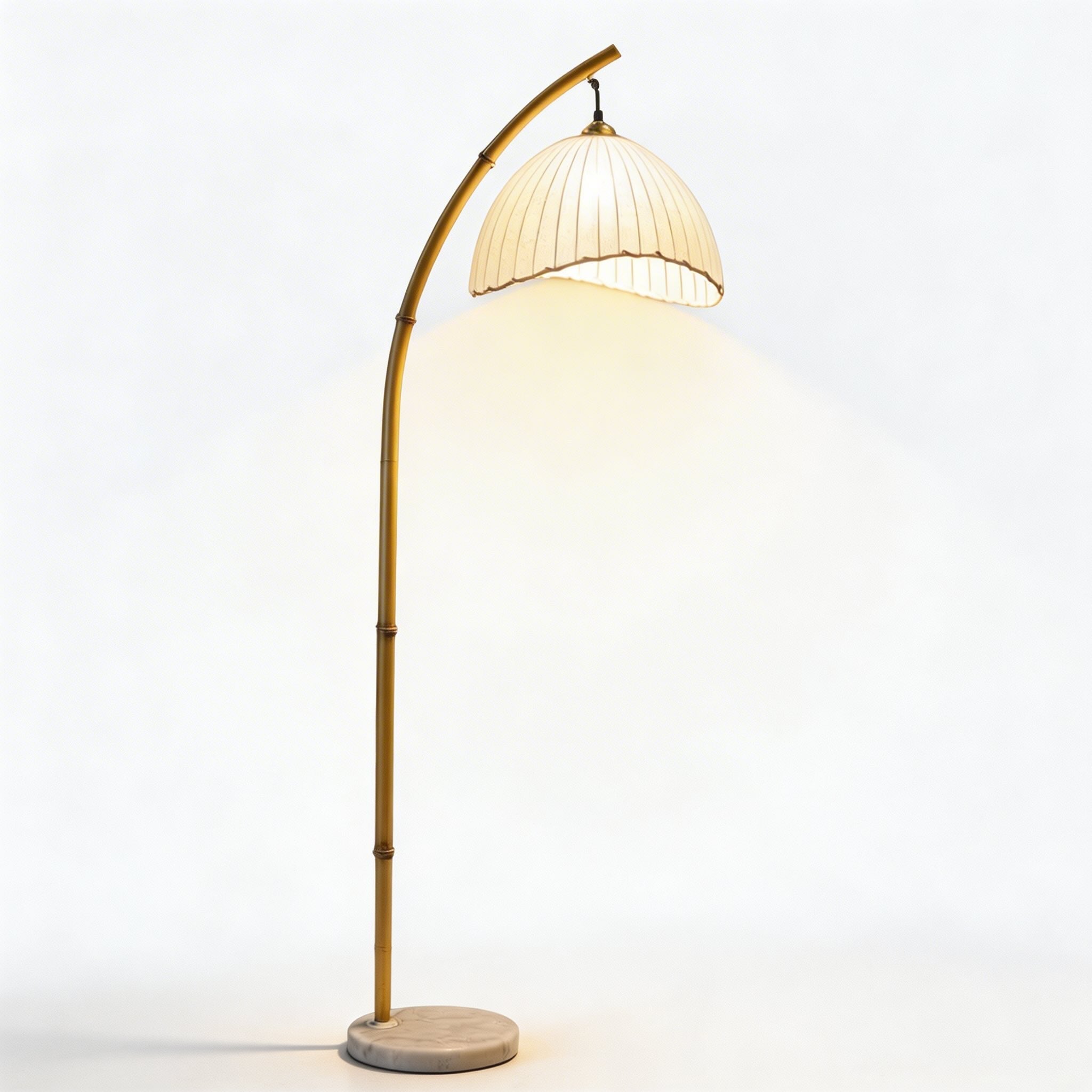Modern Floor Lamp with Adjustable LED Lighting and Imitation Bamboo Shade for Versatile Ambiance | ribuella