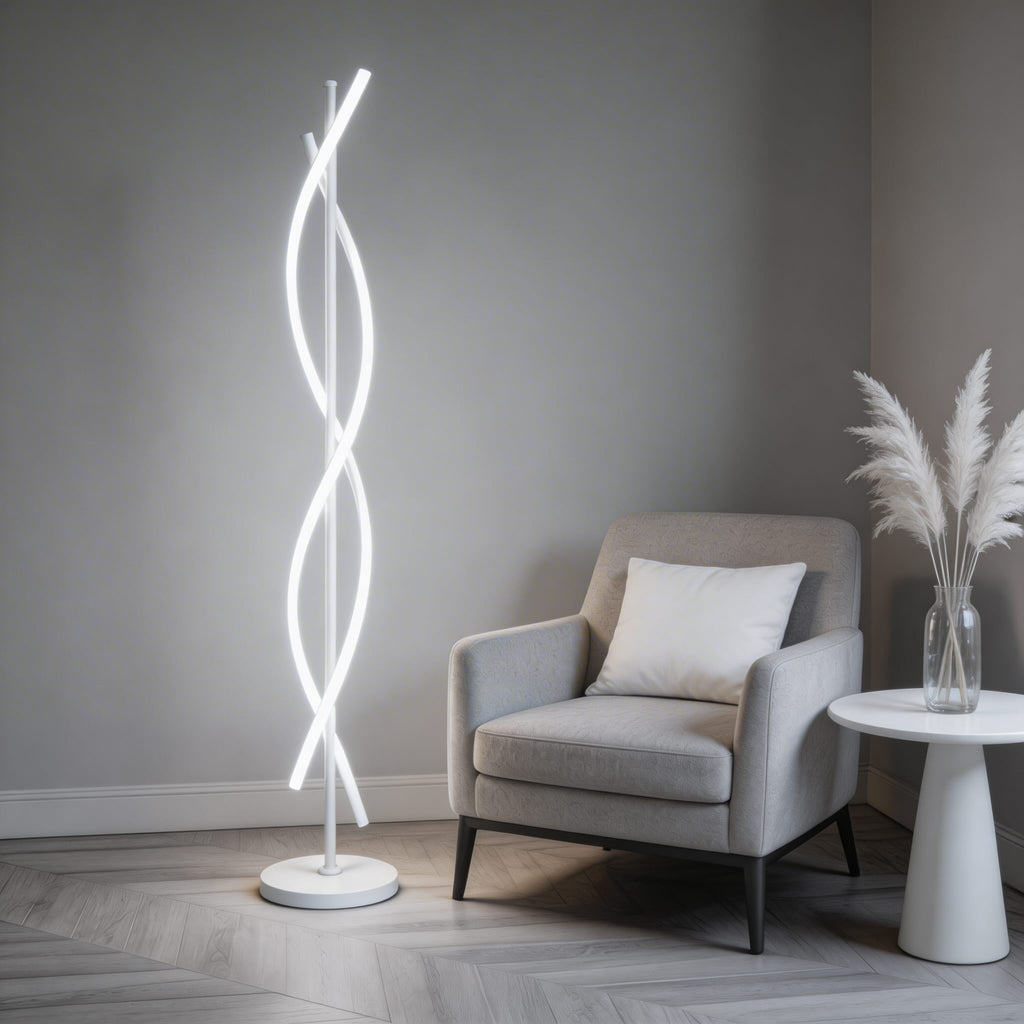 Moderní stojací lampa s nastavitelným hliníkovým LED světlem a 360° osvětlením do obývacího pokoje | ribuella
