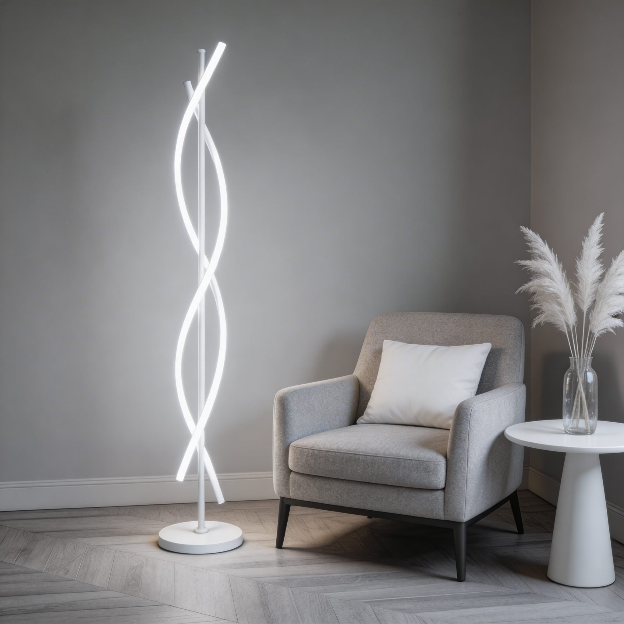 Moderní stojací lampa s nastavitelným hliníkovým LED světlem a 360° osvětlením do obývacího pokoje | ribuella