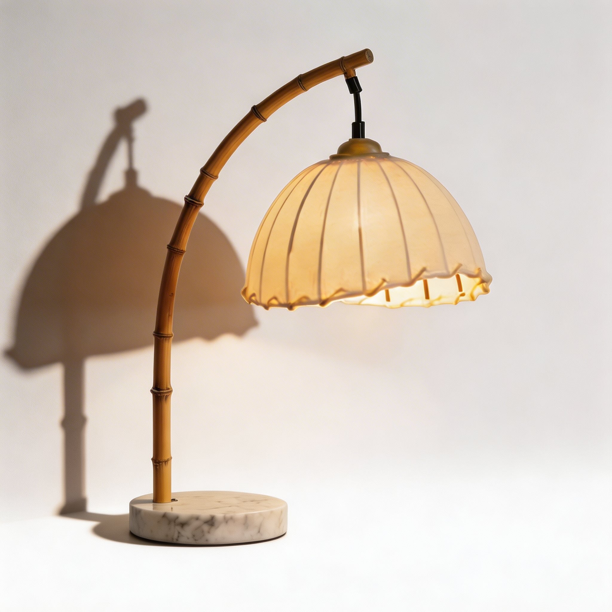 Modern Floor Lamp with Adjustable LED Lighting and Imitation Bamboo Shade for Versatile Ambiance | ribuella