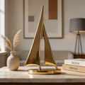 Modern Sailboat Sculpture Decorative Accent Copper Material Gold Finish 7.9 in Height | ribuella