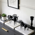 Modern Abstract Horse Statue Cast Iron Handmade Decorative Art Piece Black Finish | ribuella