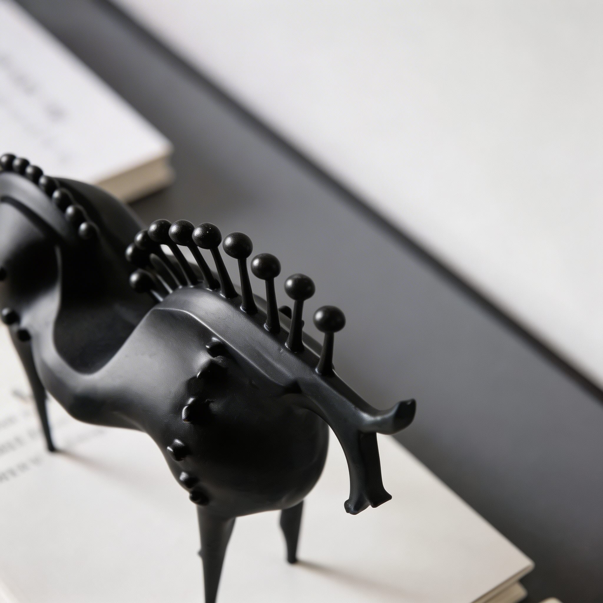 Modern Abstract Horse Statue Cast Iron Handmade Decorative Art Piece Black Finish | ribuella