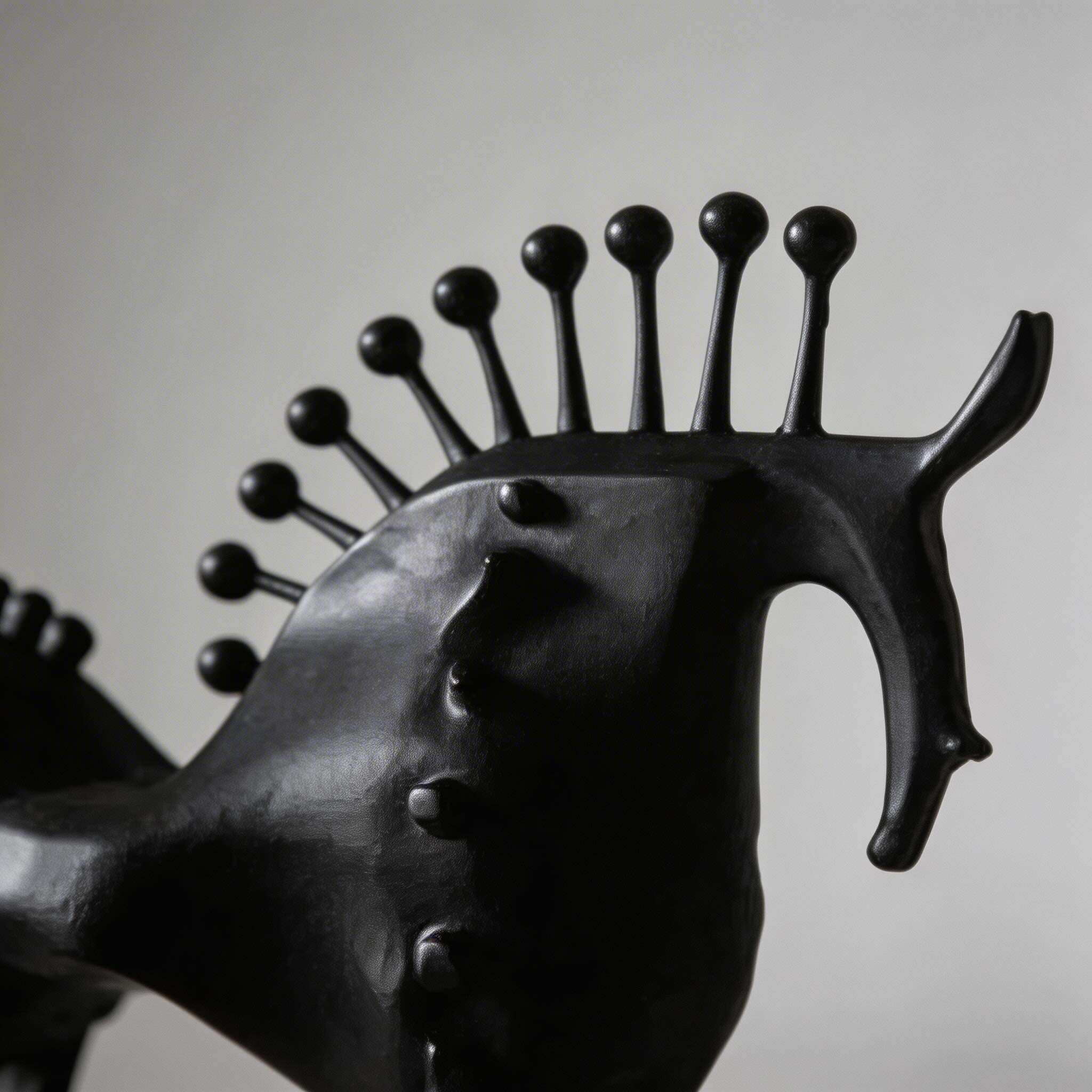 Modern Abstract Horse Statue Cast Iron Handmade Decorative Art Piece Black Finish | ribuella