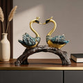 Modern Couple Swan Ornaments Ceramic Decorative Figurines for Living Room Home Decor | ribuella