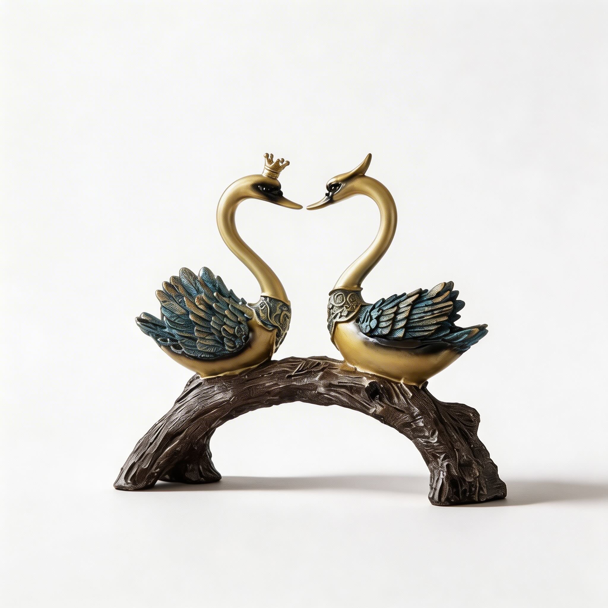 Modern Couple Swan Ornaments Ceramic Decorative Figurines for Living Room Home Decor | ribuella