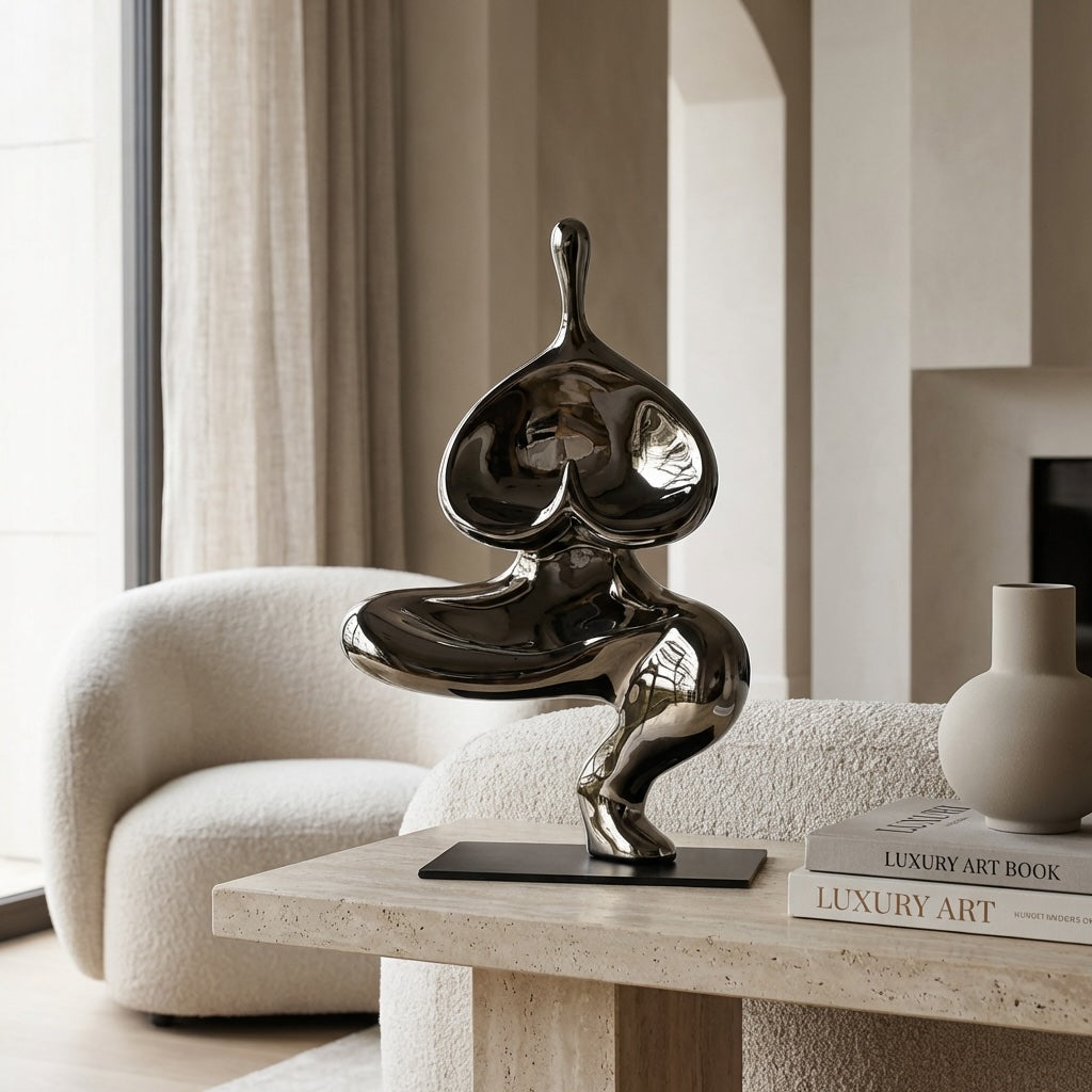 Modern Abstract Decorative Sculpture 12.6 in Resin Polished Finish Artistic Expression | ribuella
