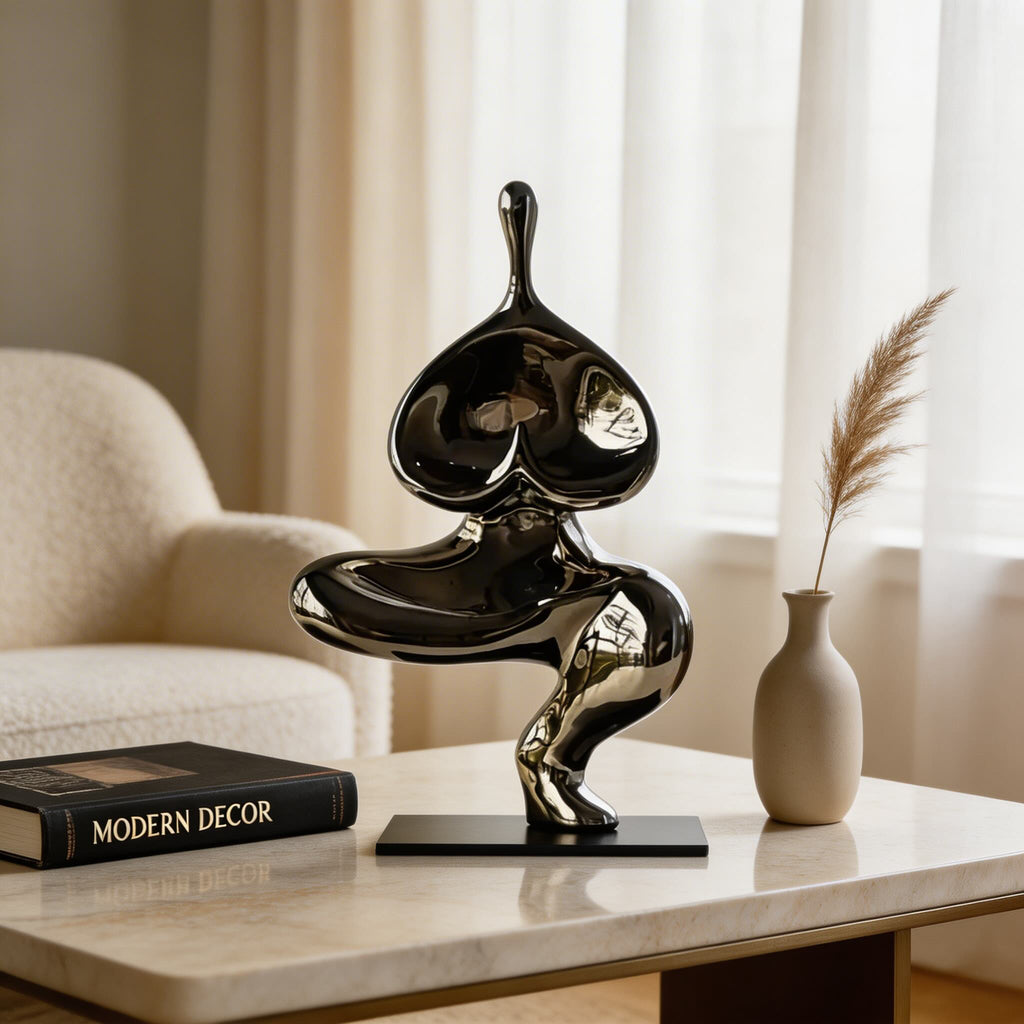 Modern Abstract Decorative Sculpture 12.6 in Resin Polished Finish Artistic Expression | ribuella