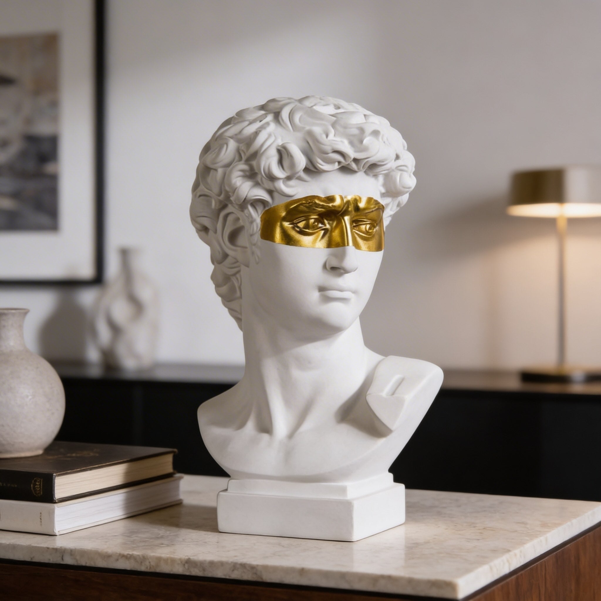 Modern Abstract David Head Bust Sculpture Decorative Art Piece Hand-Carved Resin Unique Design | ribuella