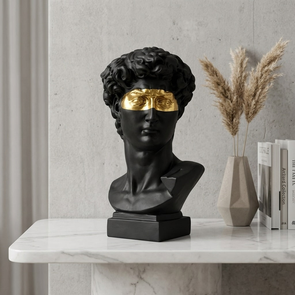 Modern Abstract David Head Bust Sculpture Decorative Art Piece Hand-Carved Resin Unique Design | ribuella
