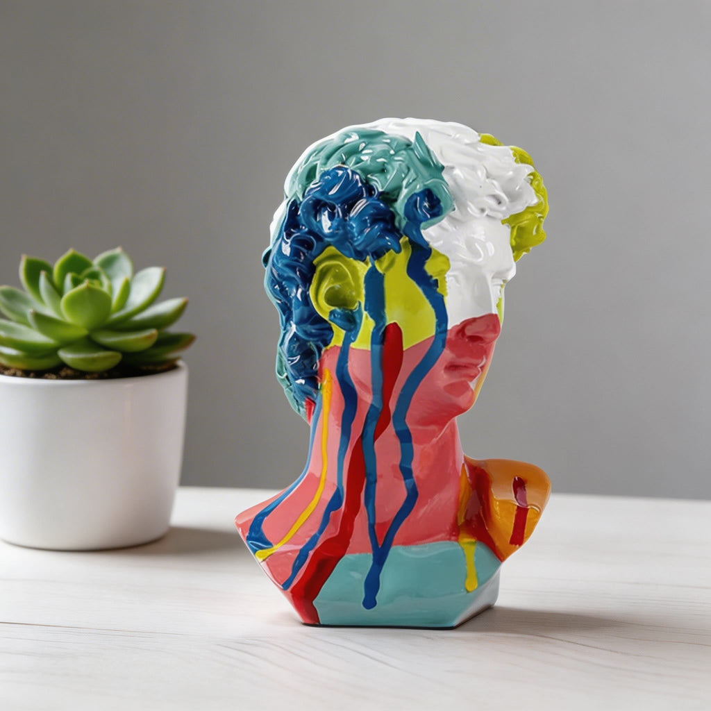 Modern Abstract David Head Bust Sculpture Decorative Art Piece Hand-Carved Resin Unique Design | ribuella