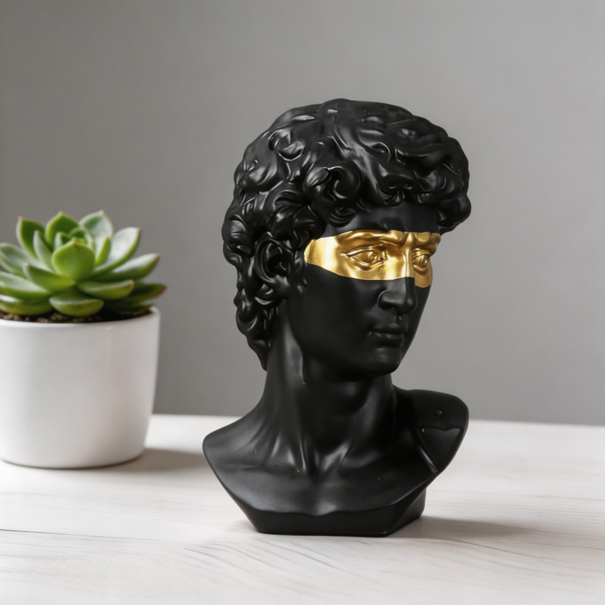 Modern Abstract David Head Bust Sculpture Decorative Art Piece Hand-Carved Resin Unique Design | ribuella
