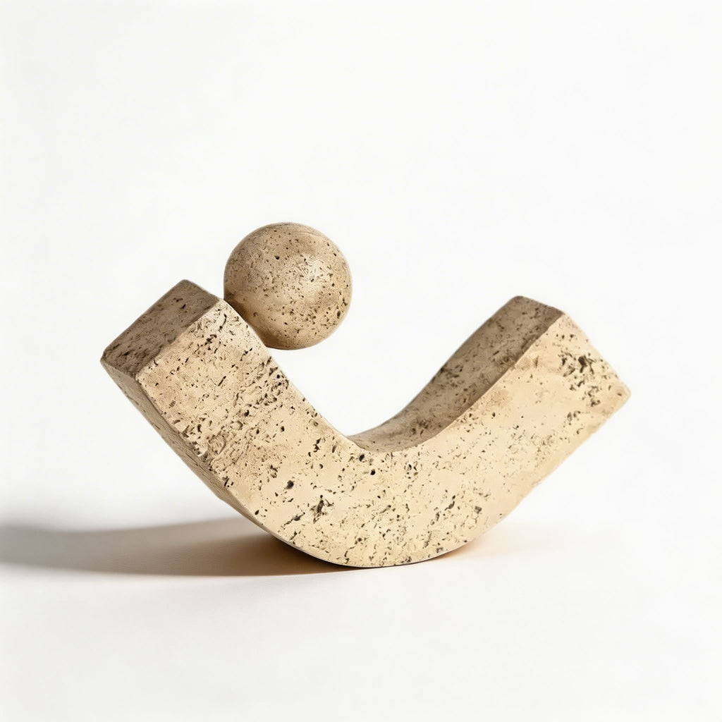 Moderne geometrische Schreibtischdekoration, Skulptur aus Naturstein und Harz mit minimalistischem Design für Zuhause und Büro | ribuella