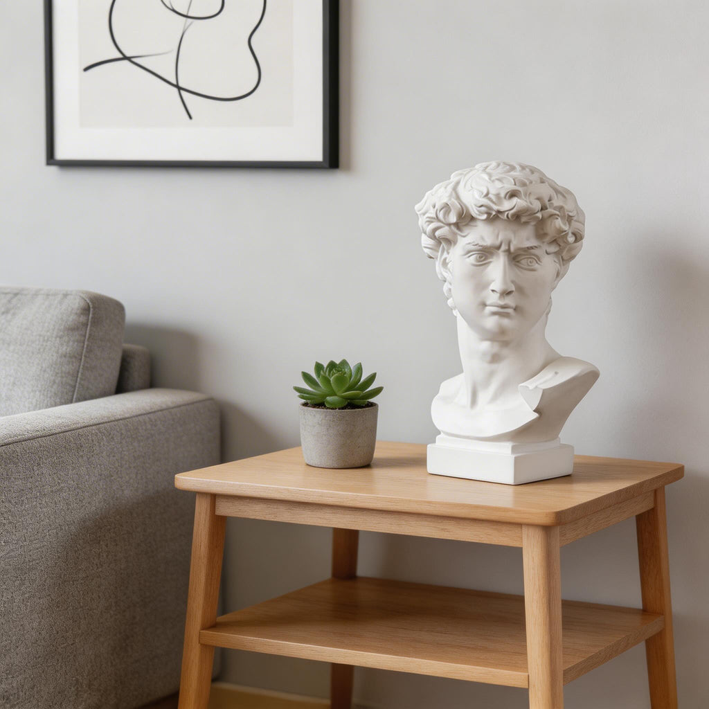 Modern Abstract David Head Bust Sculpture Decorative Art Piece Hand-Carved Resin Unique Design | ribuella