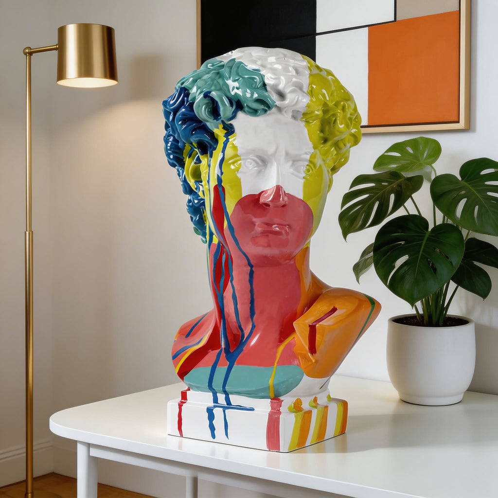 Modern Abstract David Head Bust Sculpture Decorative Art Piece Hand-Carved Resin Unique Design | ribuella