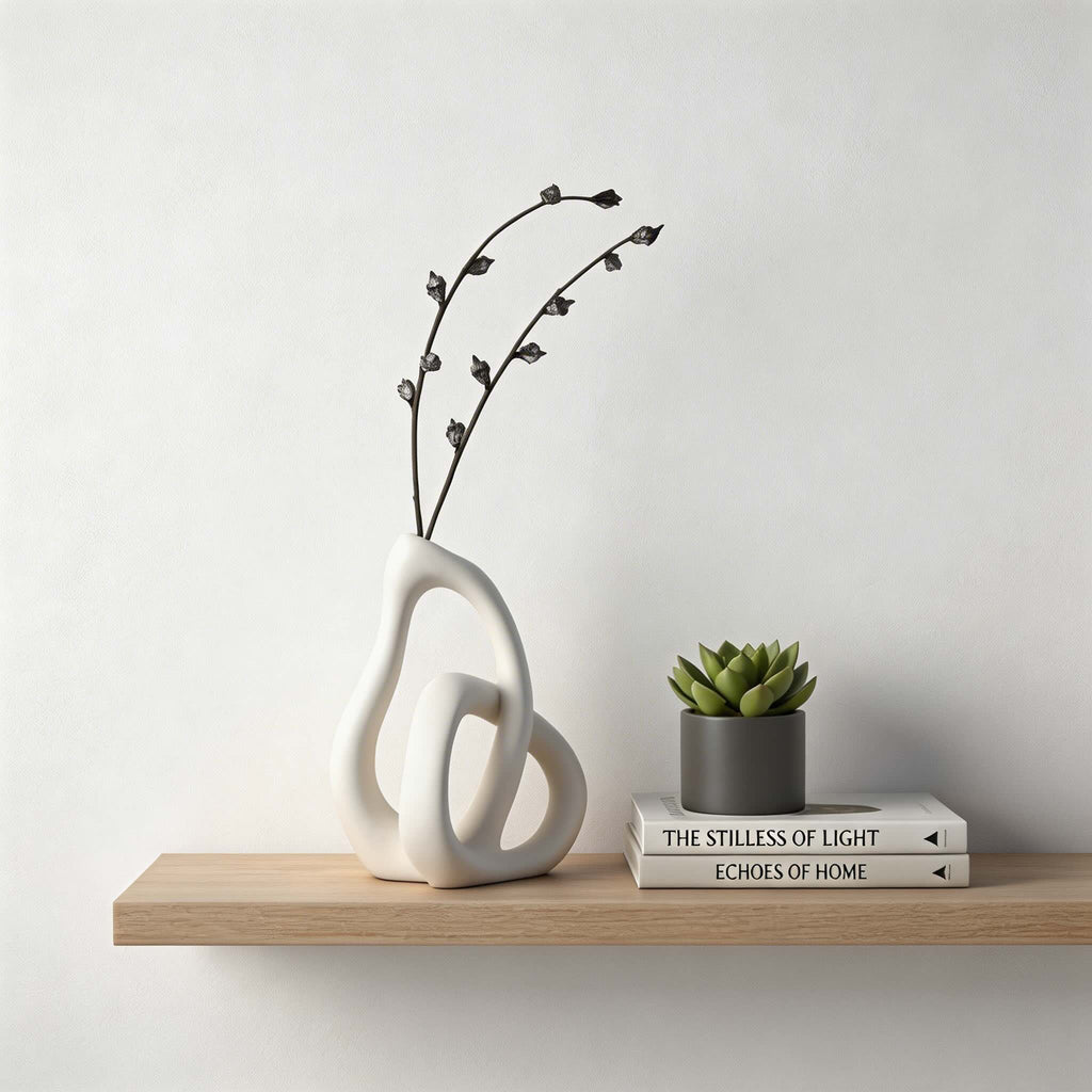 Nordisk keramisk vase med uregelmæssig form til tørrede blomster, dekorativ accent til hjemmet | ribuella