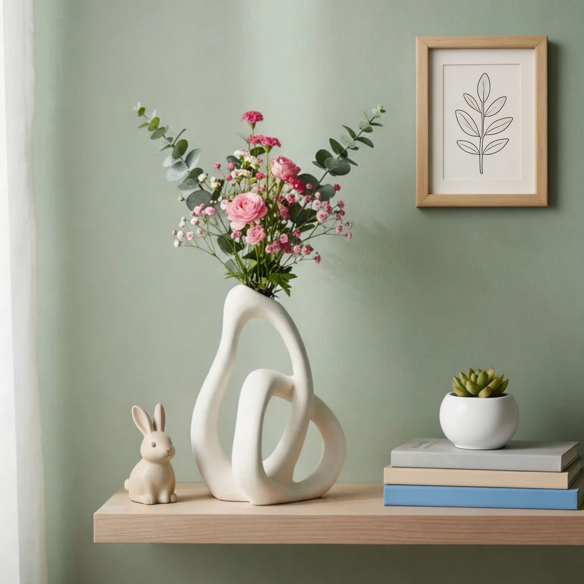 Nordisk keramisk vase med uregelmæssig form til tørrede blomster, dekorativ accent til hjemmet | ribuella